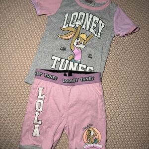 Space Jam Pajamas Set T Shirt Shorts Tune Squad Lola Bugs Bunny Girl Boy Sz 6‎